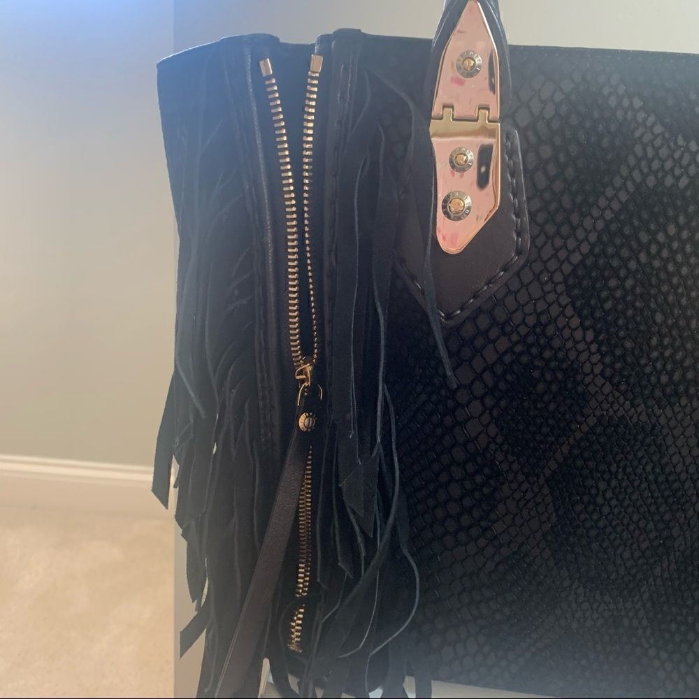 Henri Bendel A-List Satchel Black with Fringe - Picture 11 of 15